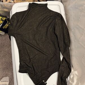 Express Shimmer Black Long Sleeve Top